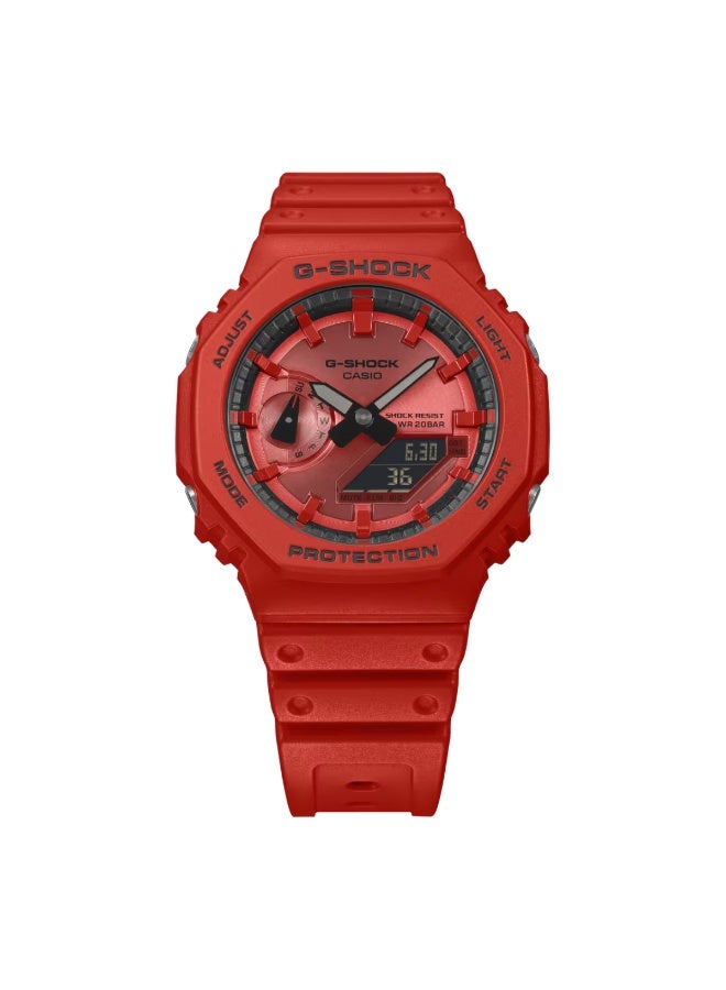 G-SHOCK Analog-Digital Men’s Watch GA-2100RRB-4ADR, 48.5 mm Red Dial, Red Bio-Based Resin Band, 200 m WR - Image 1